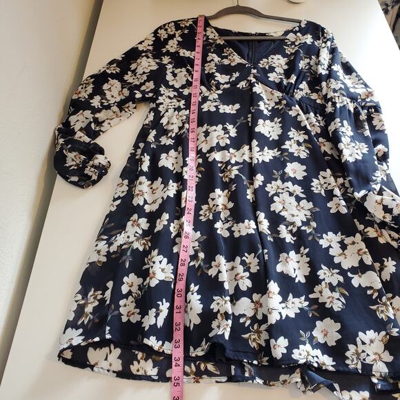 Entro Dress Floral Flowy Boho Cottagecore Spring Summer Folksy Blue White - Picture 13 of 13